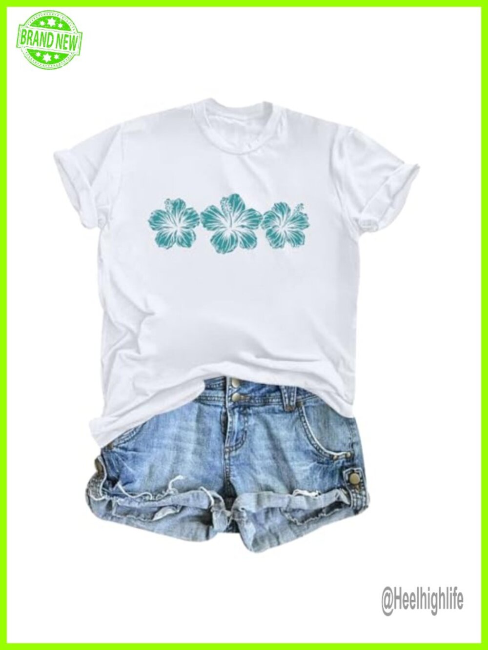 Hawaiian Beach T-Shirt Women Hibiscus Floral Graphic Tee